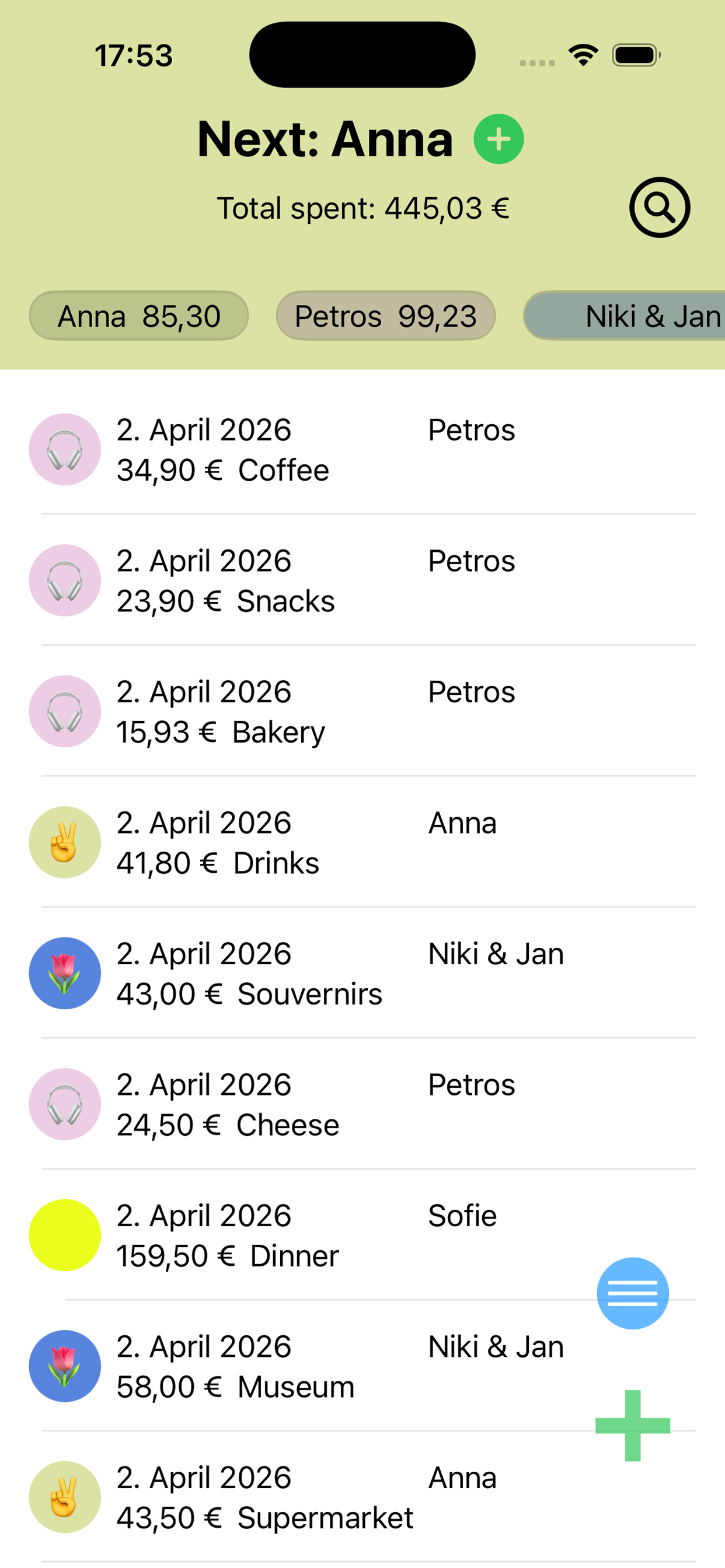Expense overview
